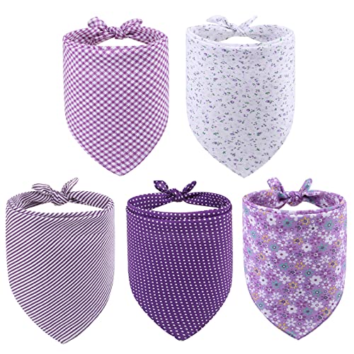 PAWCHIE-Dog-Bandanas-Pet-Scarves-for-Girl-Boy-5-Pack-Reversible-Kerchief-Triangle-Bibs-Decoration-Accessories-Floral-Dog-Bandana-Adjustable-Soft-Cute-Square-Bandana-for-Small-Dogs-Cats-Pets