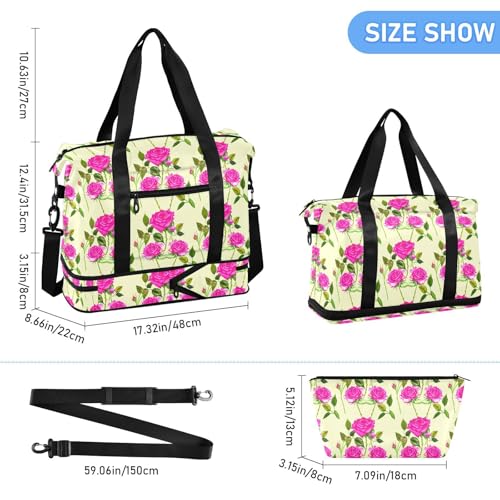 Blossom Leaves Yellow Travel Duffel Bag for Women Men Gym Bag with Shoe Compartment Wet Pocket Carry On Weekender Overnight Bags for Travel Gym Yoga School3