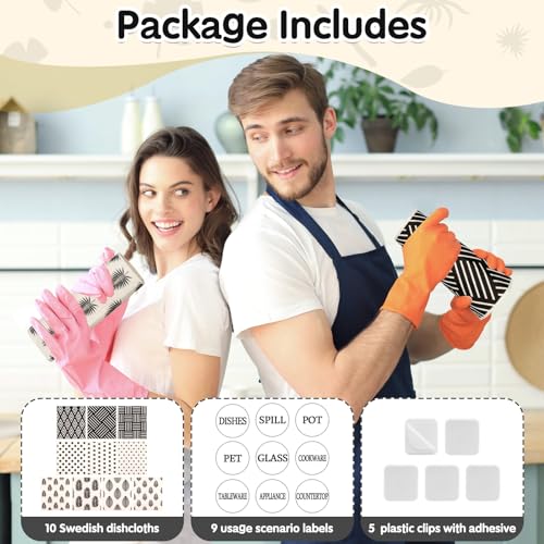Torchon suédois réutilisable Lucomb lot de 10 essuie-tout absorbants - 4