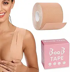 Levanta Peito Adesivo Seios Sutiã Fita Push Up Invisível Silicone Natural | Boob Tape | Bege HANTEC