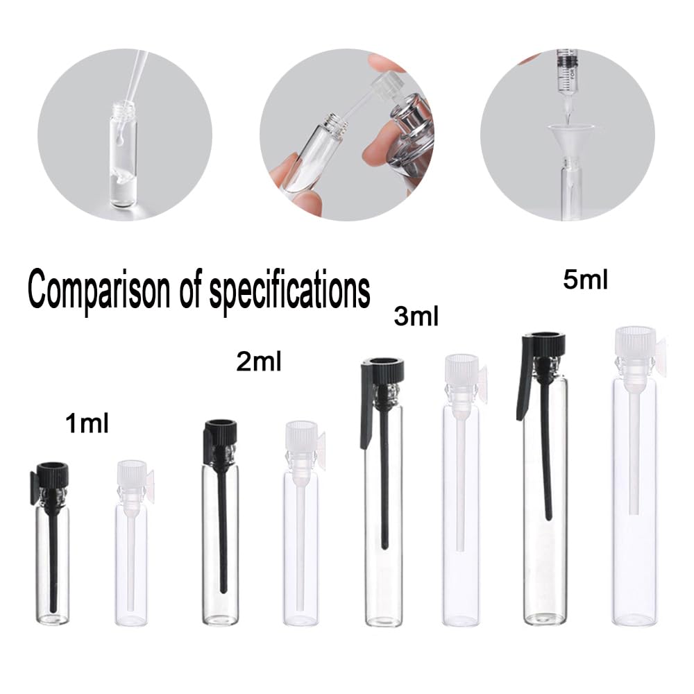 20 botellas vacías de 2 ml para muestras de perfume de aceite esencial, mini botellas de vidrio recargables para aromaterapia, fragancia y líquido, tapa blanca