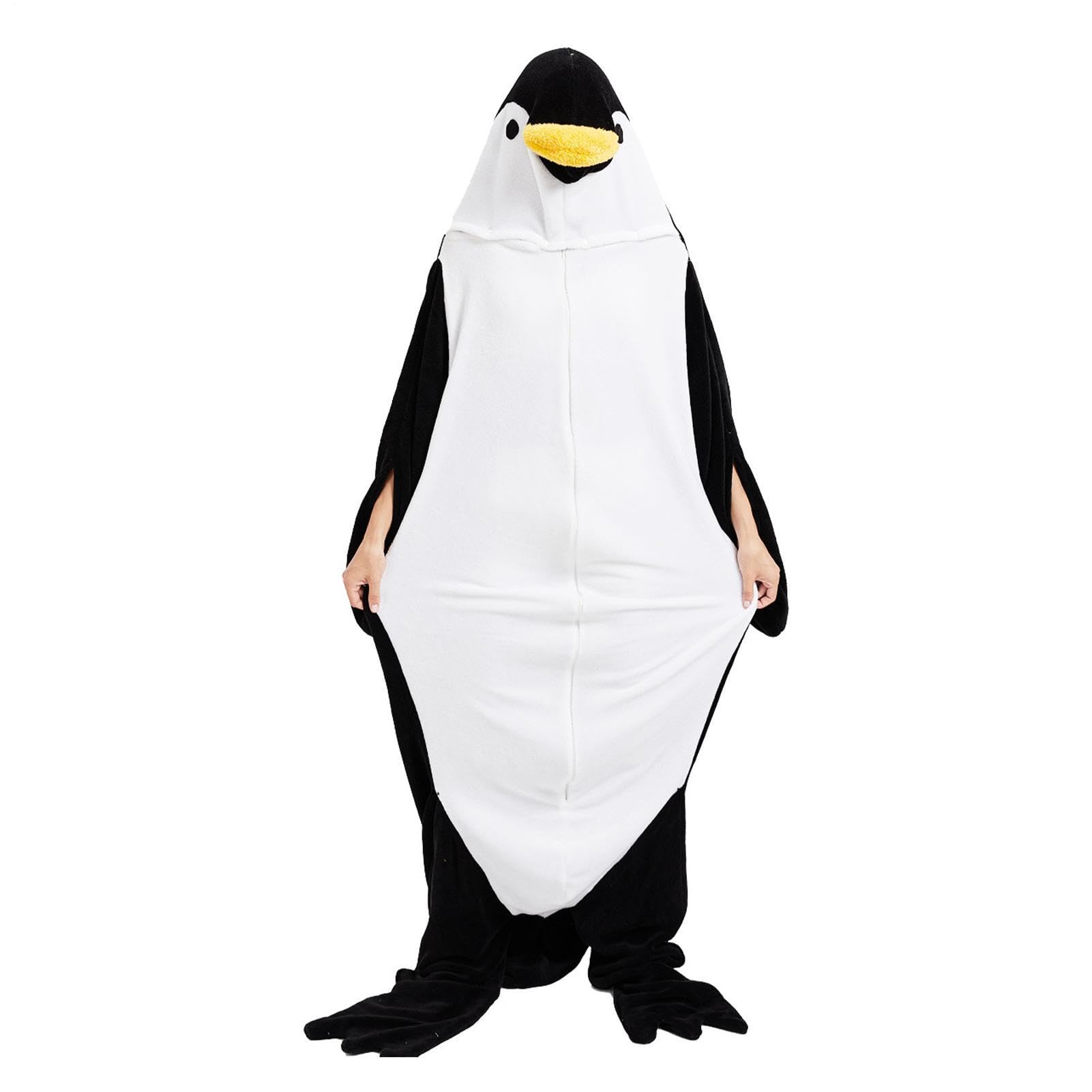 Mono de pingüino para adultos, disfraz de pingüino suave de una sola pieza
