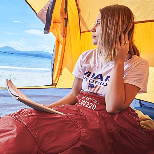 Image of ECOOPRO Warm Weather Sleeping Bag - Portable, Waterproof, Compact Lightweight, Comfort with Compression Sack - Great for Outdoor Camping, Backpacking & Hiking-83 L x 30 inch W Fits Adults