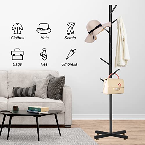 Metal-Coat-Rack-Modern-Coat-Rack-Freestanding-Sturdy-Coat-Tree-Stand-with-Cross-Base-Black-Coat-Racks-Hall-Tree-for-Clothes-Jacket-Hat-Bag-Entryway Metal Coat Rack Modern Coat Rack Freestanding Sturdy Coat Tree Stand with Cross Base Black Coat Racks Hall Tree for Clothes Jacket Hat Bag Entryway