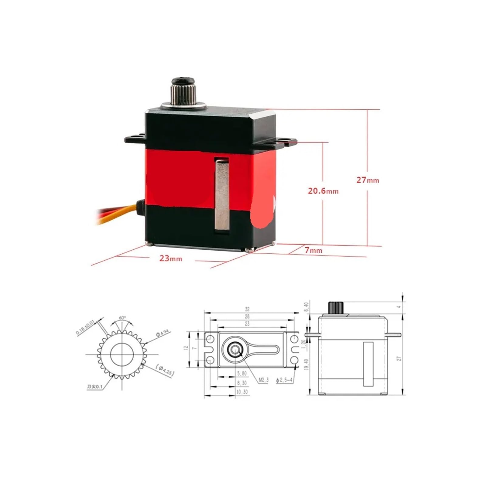 Bezdotykowy czujnik magnetyczny Rdzeń wysokiego napięcia MS325 Servo 5,2 kgf.cm 0,07 s