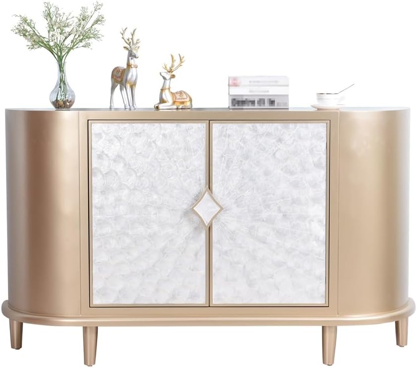 Sideboard Cabinet Light Luxury Shell Sideboard Living Room Dining Room Tableware Storage Cabinet Home Entrance Storage Cabinet Sideboard Cabinet with Drawers(150cm l)