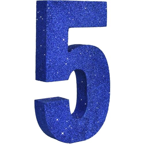 Chiffre 5 bleu à paillettes de 20,3 cm TONIFUL pour marquer un anniversaire de mariage