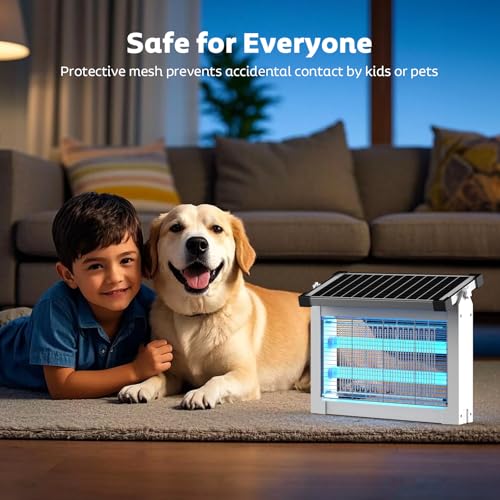 Image of OnBeam Solar Bug Zapper Outdoor, 4500V Mosquito Zapper Fly Trap for Patio | 10W Solar Panel, IPX5 Waterproof, Auto Mode, Solar Powered, USB C Charging, Electric Rechargeable Mosquito Killer for Garden