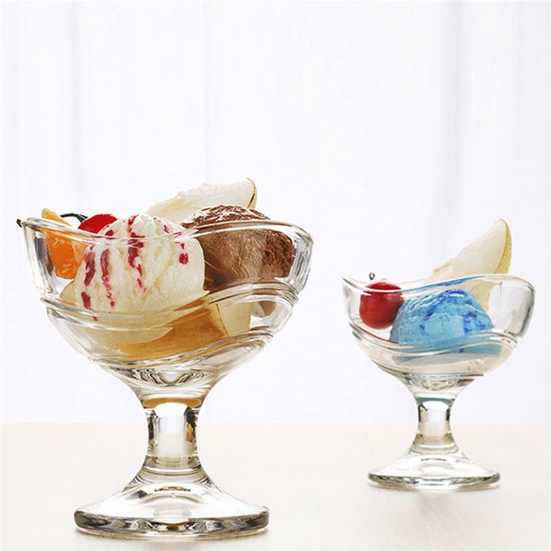 Image of Glassbunny Crystal Glass Ice Cream Cups Premium Ice Cream Glasses Cups Dishes for Home Milkshake, Yogurts, Fruit & Pudding Serving Bowl Salad Dessert Cup 150ML Pack of 4