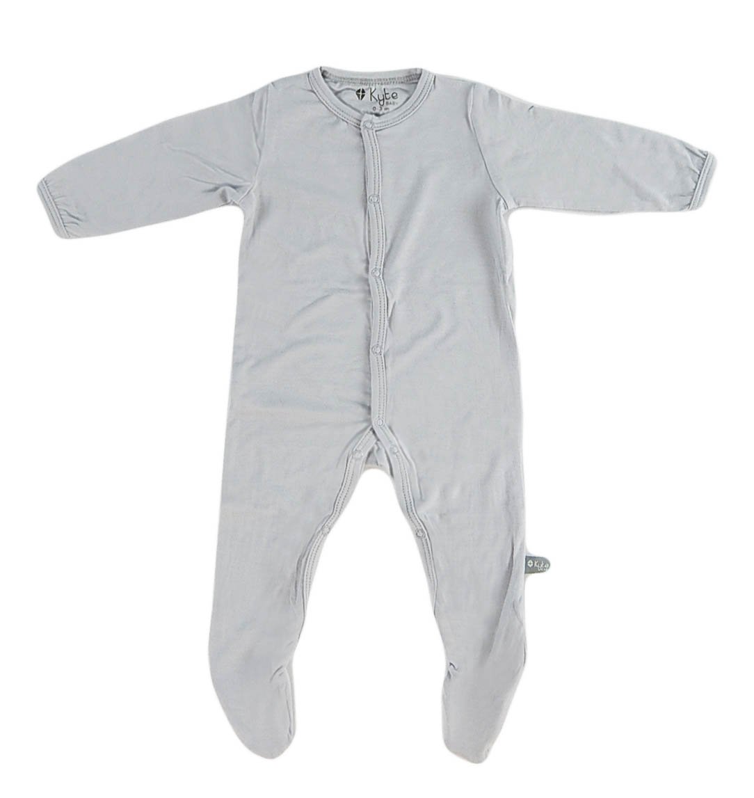 KYTE BABY Footies Baby Footed Pajamas Made of Soft Organic Bamboo  Material 0-24 Months Solid Colors (6-12 Months, Storm)