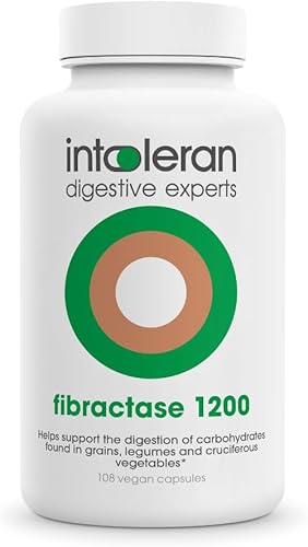 Intoleran Enzimas digestivas Fibractase Forte - 108 cápsulas  Suplemento para la intolerancia a los fructanos y galactanos  Ayuda a digerir