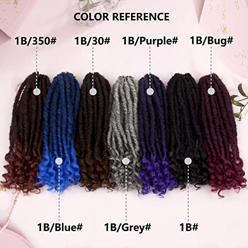 10Inch Short Goddess Faux Locs Crochet Hair Ombre Burgundy Faux Locs With Curly Ends Braiding Twist Hair Straight Synthetic Crochet Braids For Black Women(1B/Bug#) #TOP5