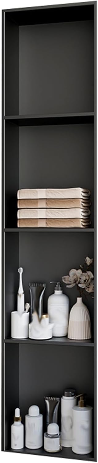 MYUYEE Stainless Steel Niche,No Tiles Required Niches With Shelves Bathroom Storage Niches Recessed Shower Shelf (Black 28X120Cm)