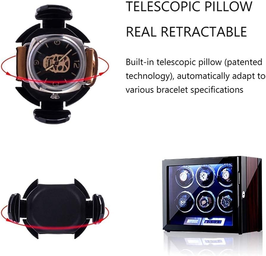 FENOKD Watch Winder with Storage, Adjustable Watch Pillows with LCD Display 5 Mode Gift