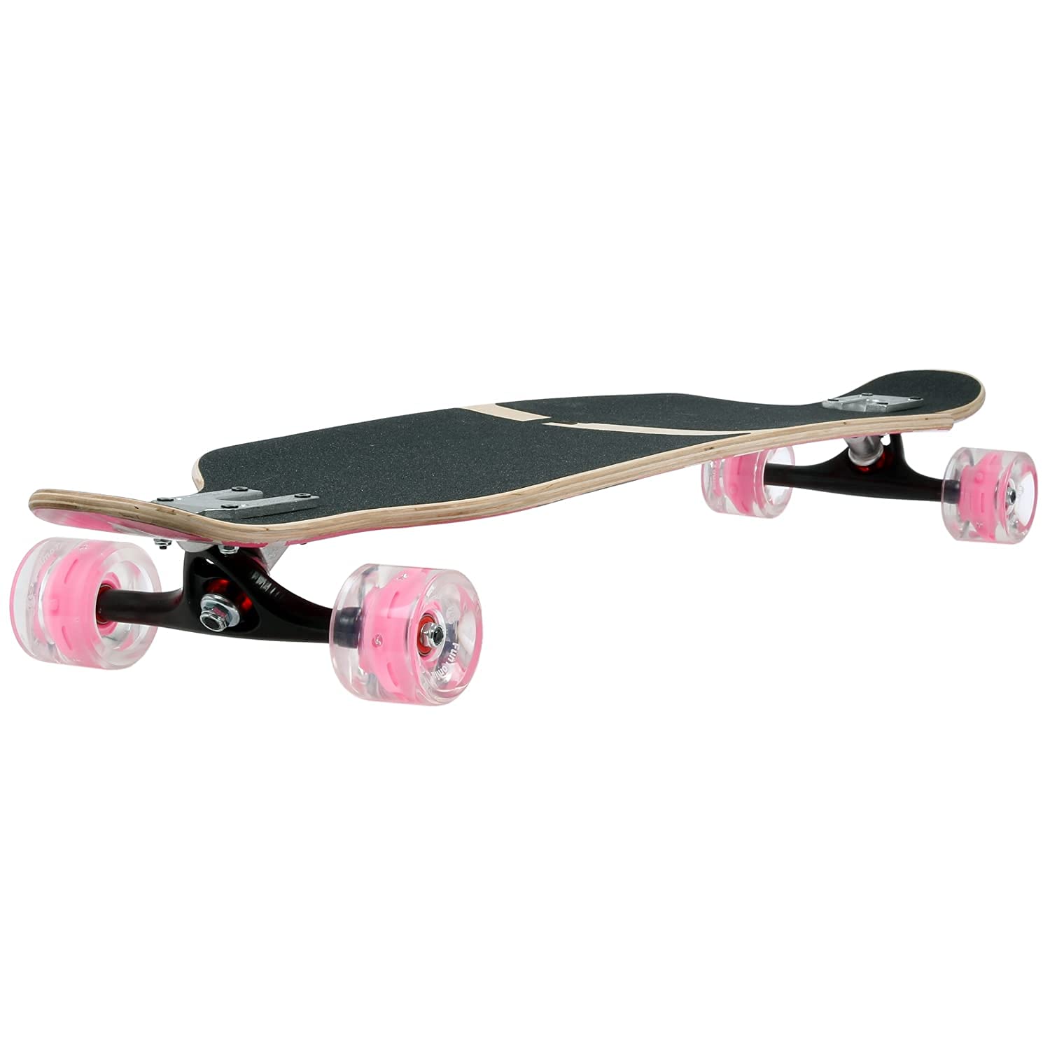 FunTomia Longboard Skateboard Drop Through Cruiser Planche complète avec roulements à Billes Mach1 High Speed T-Tool avec et sans Roues LED