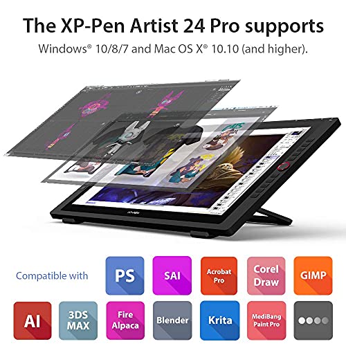 Image of XP-Pen Artist 24 Pro 23.8-inch 2K QHD Drawing Display Monitor with Two Red Dials and 20 Express Keys & Battery-Free Tilt Supporting Stylus