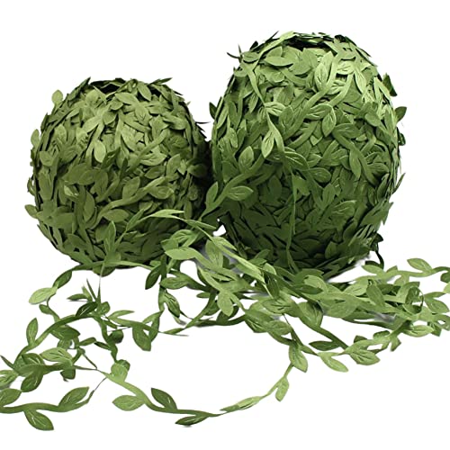 Green Leaves Leaf Trim Ribbon, Leaf Ribbon Trim Rope for Garland DIY Crafts Gift Wrapping Party Wedding Home Decorations, 656ft/328ft/164ft/65.6ft