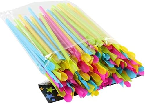 Miniatura 2 de Generic 800 Ct Cucharas de Paja Slushy ICY Smoothie Cono de Nieve Colores Surtidos Beber Fiesta Rosa