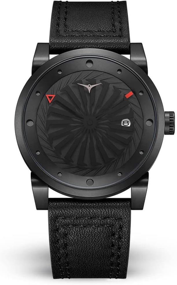 ZINVO Blade Phantom Men’s Watch with Automatic Movement, Black Leather Strap, and Black Steel Case