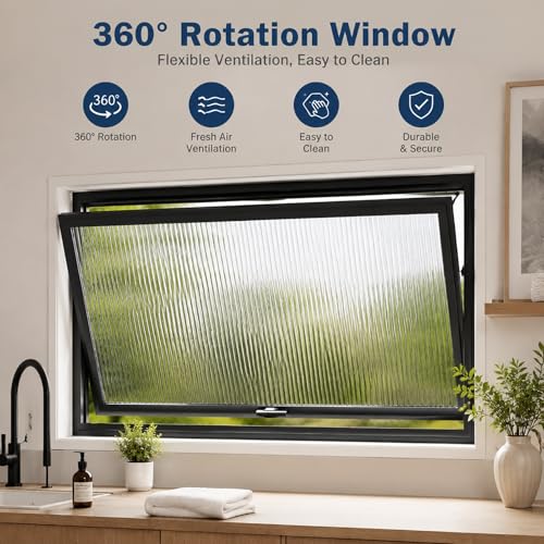 Fenêtre rotative 360° aluminium blanc 80x50 double vitrage