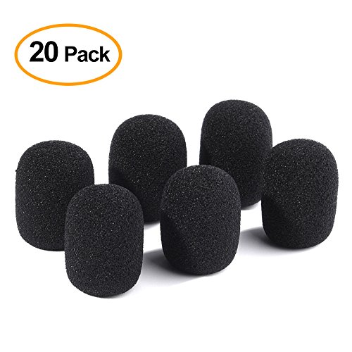 FEPITO 20 Pack Mini Size Microphone Windscreen for Lapel Lavalier Headset Microphone Foam