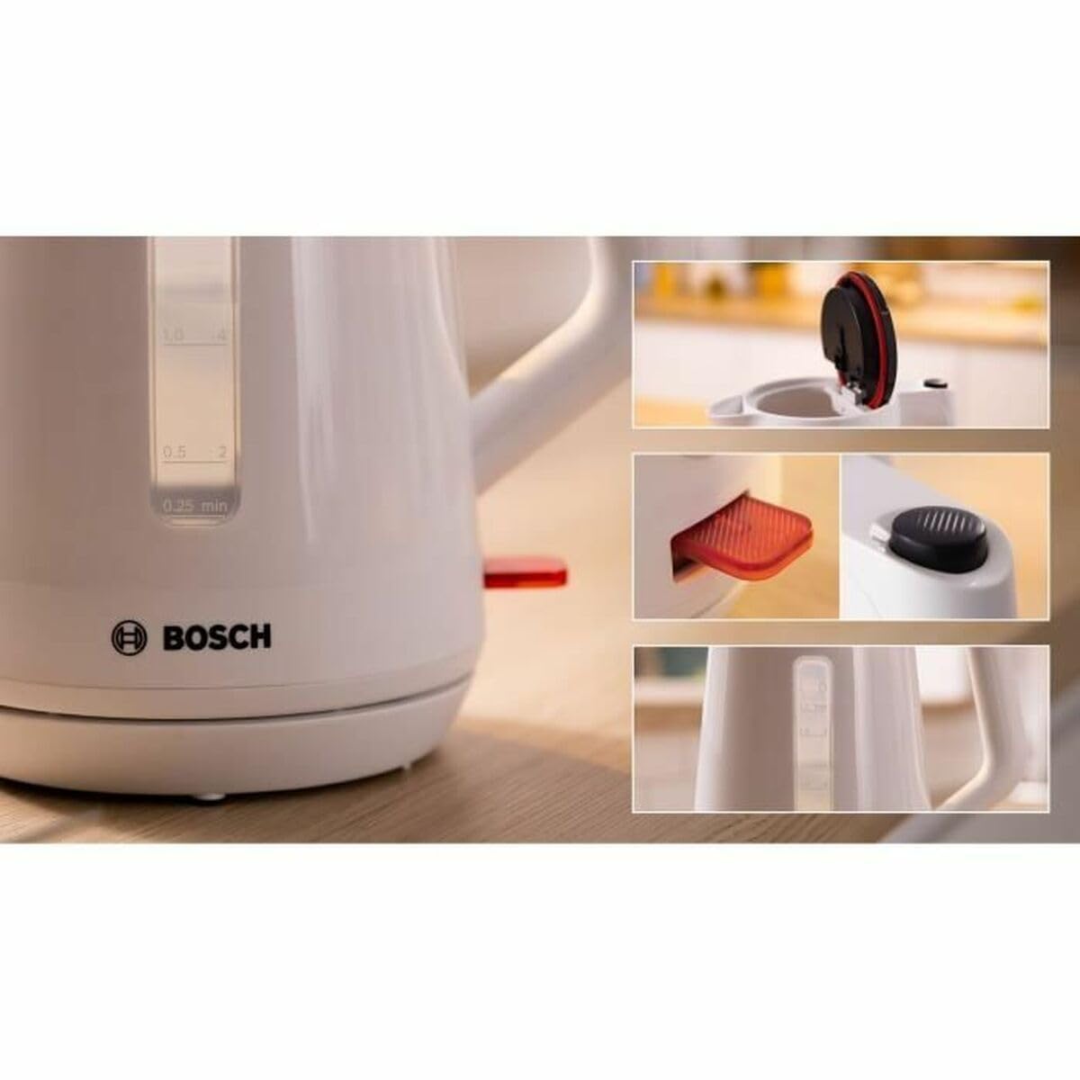 BOSCH Bouilloire TWK1M121 Blanc Plastique 2400 W 1,7 L (1 unité)