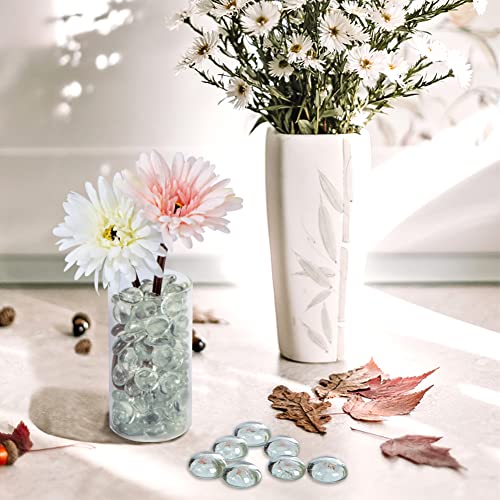 Futureplusx 100Pcs Green Flat Glass Marbles And 500Pcs Clear Flat Transparent Pebbles #TOP5