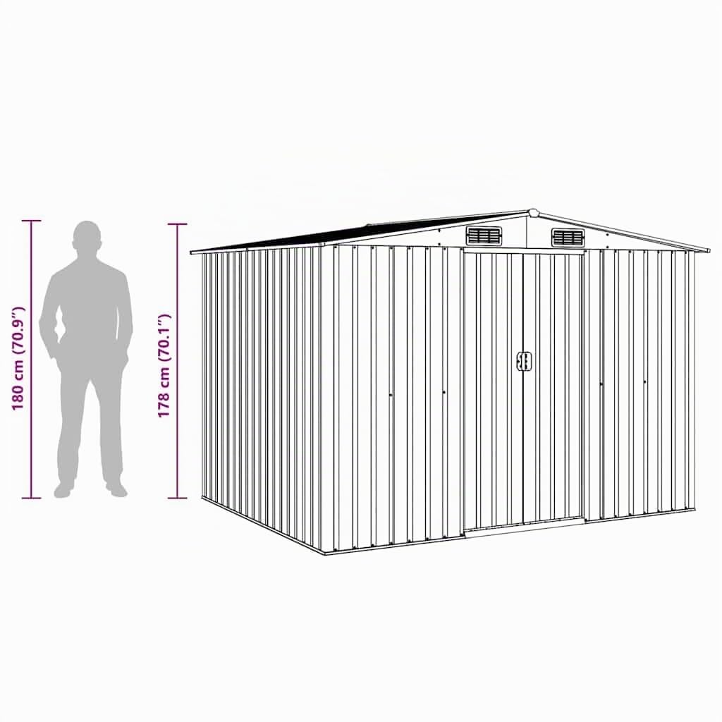 vidaXL Capanno per Attrezzi da Giardino Ventilato Ingresso a Scorrimento Robusto Casetta da Esterno Magazzino Antracite 257x205x178 cm in Acciaio