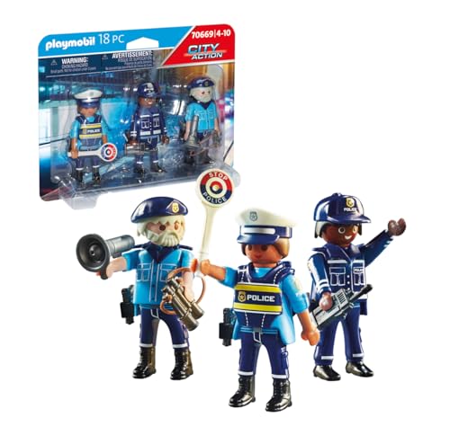 PLAYMOBIL City Action 70669 Set Figuras Policía, para niños de 4 a 10 años