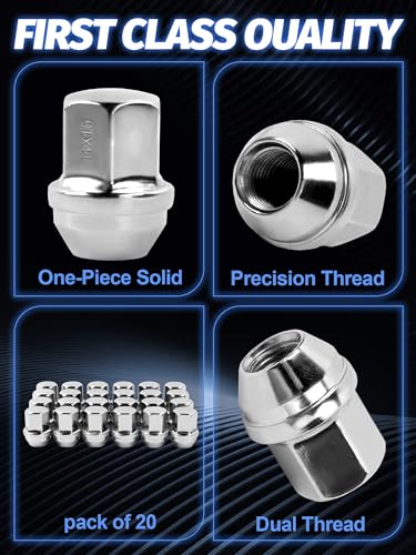 Image of M14x1.5 Lug Nuts 24 Pcs for Silverado Anti-Rust Chrome