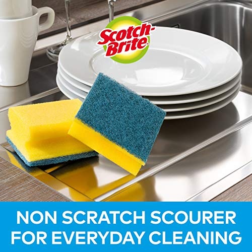 Image of Scotch-Brite Delicate Non-Scratch Sponge Scourer, 12 Pieces - Ideal Everyday Washing up Sponge, use on Non-Stick Cookware and Glass
