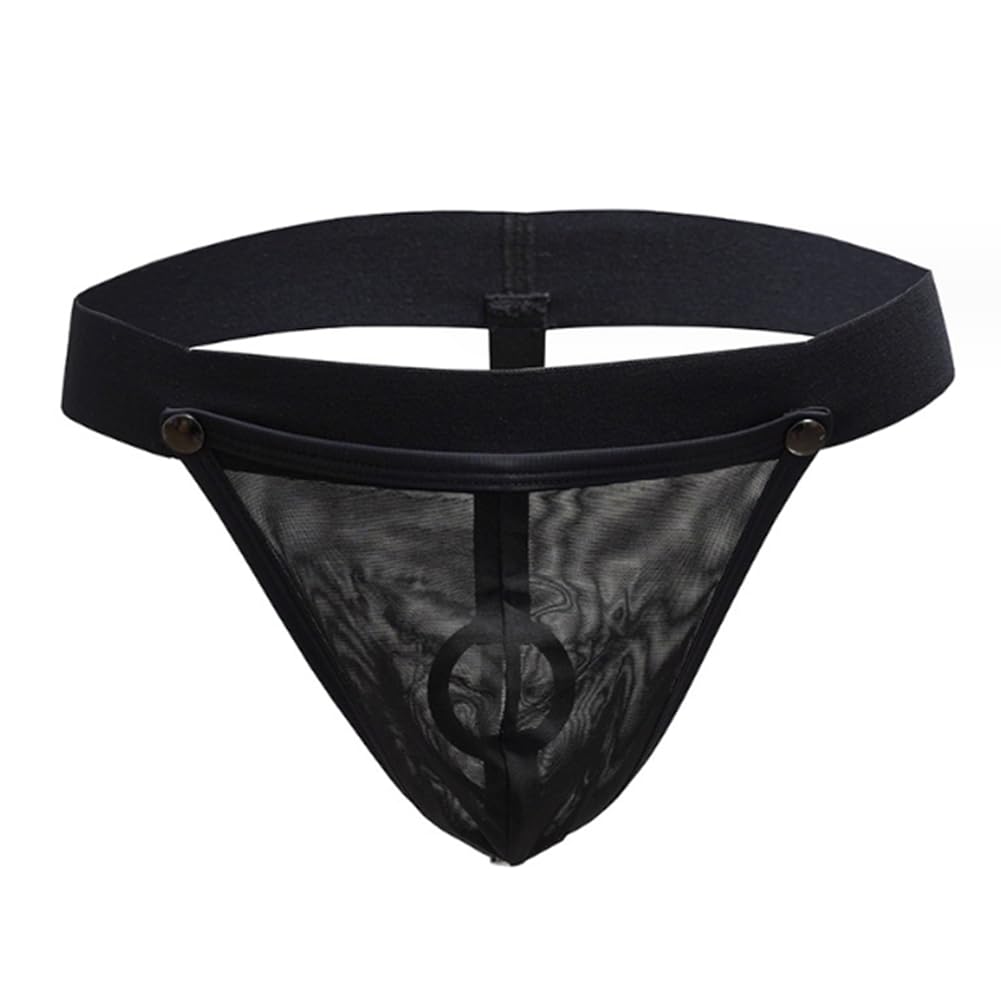 Olins Men's Black Sexy Jockstraps G-String Low Rise Stretch Strap Bulge Pouch T-Back Thong Elastic M-Xl(,Xl)