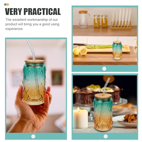 Vaso de vidrio reutilizable con diseño a prueba de derrames y paja 6