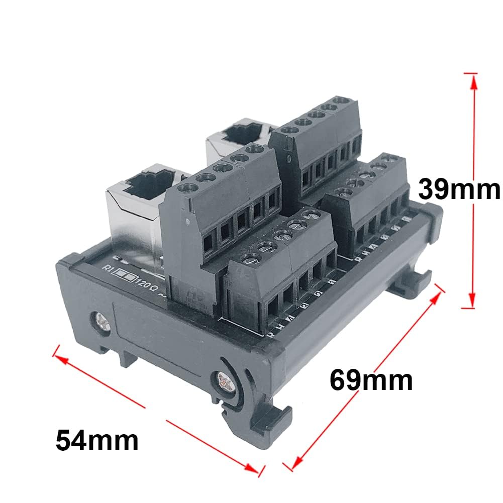 PENGLIN RJ45 8P8C DIN Rail Mount Ethernet Connector Distribution Breakout Board, 2 Ways RJ45 Vertical Jack Connector - Image 3