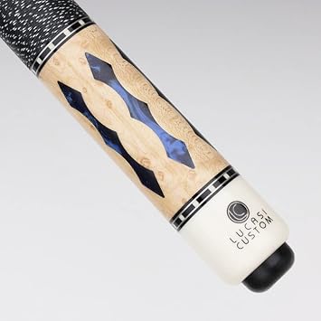 LUCASI Custom Super Birds-Eye Pool Cue with Blue Luster Inlays