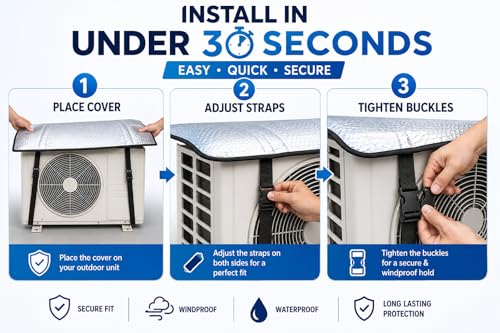 Image of AC Outdoor Unit Protector Cover | Waterproof & Heat Resistant Insulation Sheet | Heavy Duty AC Outdoor Cover for 1.5 Ton Split AC | Sun, Rain & Dust Protection
