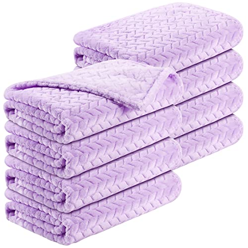 Image of Chumia 8 Pcs Fuzzy Baby Blankets Fluffy Flannel Cozy Throw Baby Blankets 24 x 32 Fleece Nursery Newborn Toddler Infant for Party Gift Girl Boy Crib Stroller Holiday(Purple)