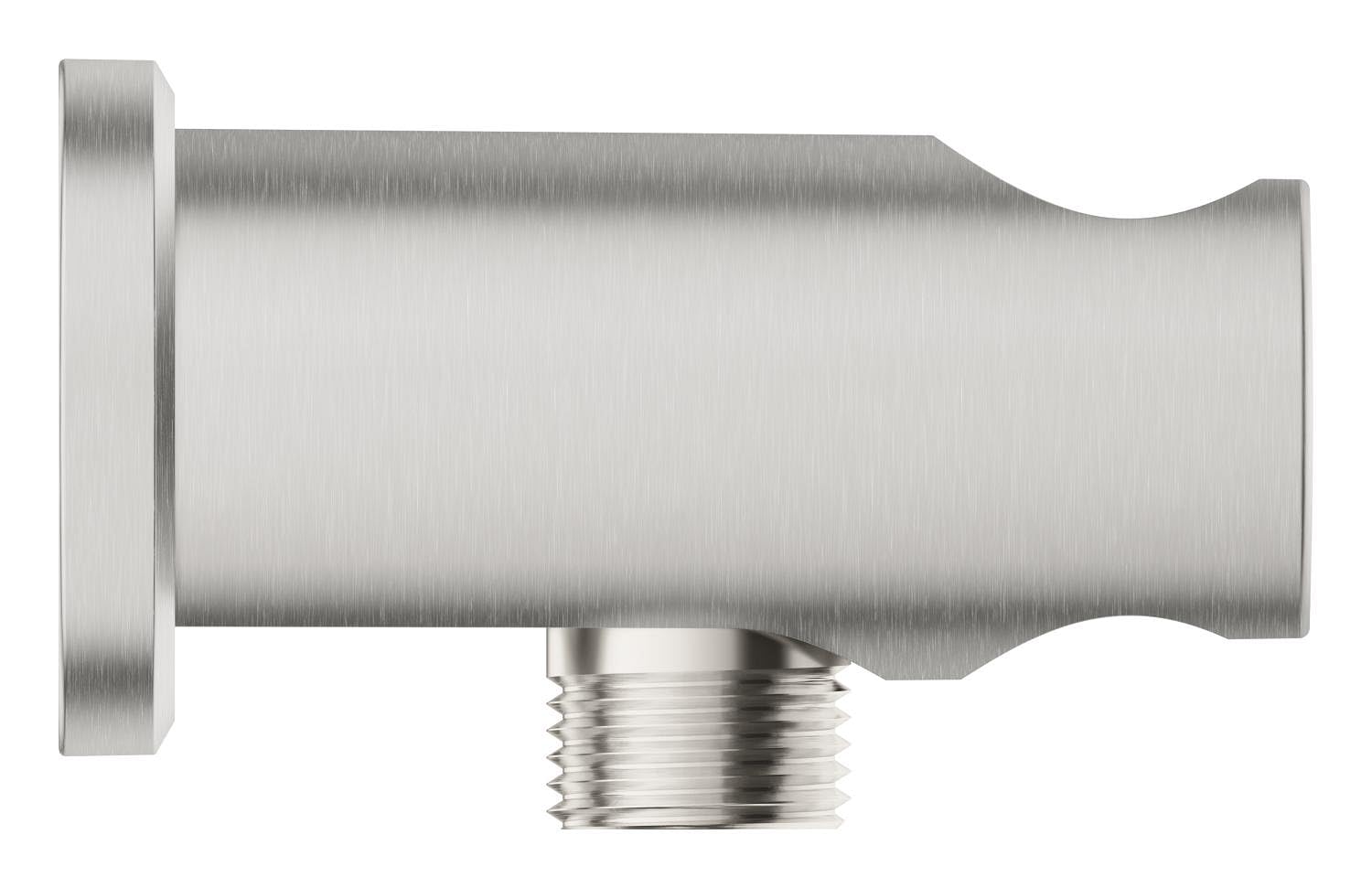 GROHE Rainshower Raccordo erogatore con supporto per doccetta e rosetta tonda Ø 48 mm, attacco filettato maschio da 1/2", installazione a parete, finitura Cromo Spazzolato, 26658DC0