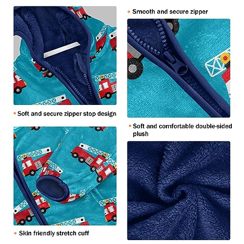 Image of Aflyko Boys Fleece Coat Blue Zip-Up Hoodie Girls Outerwear Kids Hooded Jacket