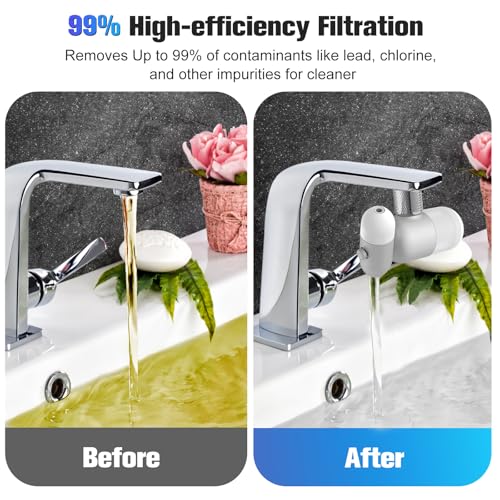 4 modes multifunctional kitchen amp bathroom water filter for sink faucet with 2pcs replacement filters - 999 chlorine removal - skin hydration in 2 weeks-compatible with most of faucet