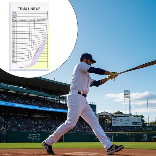 XUEJITECH 30 Sets Baseball/Softball Lineup Cards, 4-Part Carbonless Copies with Tearing Line, 30 Games with 16 Player Roster Lineup Sheet for Coaches, Team, Sports by XUEJITECH - Image 6