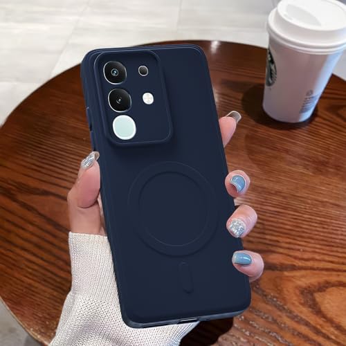 Image of Pikkme Back Cover for Vivo T4x 5G / iQoo Z10x 5G / Vivo Y31 Pro 5G Soft Matte Silicone Mag-Safe Design (Mag-Safe Not Support) Camera Protection | Slim Fit Bumper Cover (Blue)