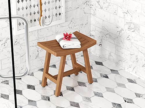 (Fully Assembled) AquaTeak Patented 18\" Asia Lotus Teak Shower Bench - Thumbnail 2