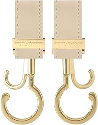 e.x.p.japon PP バギーフック YEG-合皮ラテベージュ 360度回転 ダブルフック ベビーカー 荷物フック 耐荷重約60キロ ベビーカーフック 2本入り bgh23yg