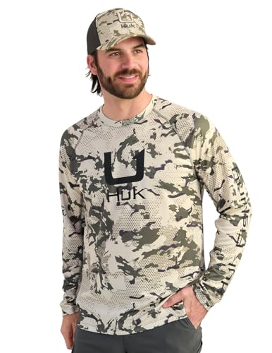 HUK Mens KC Scott Patterned Pursuit Shirt, Performance Fishing Shirt, Marolina Blue, 3X-Large