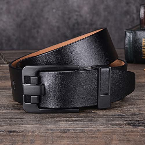 Black Pin Buckle Belt for Men Belts Plus Large Size(White-Patch Five-Pointed star4,115cm)2