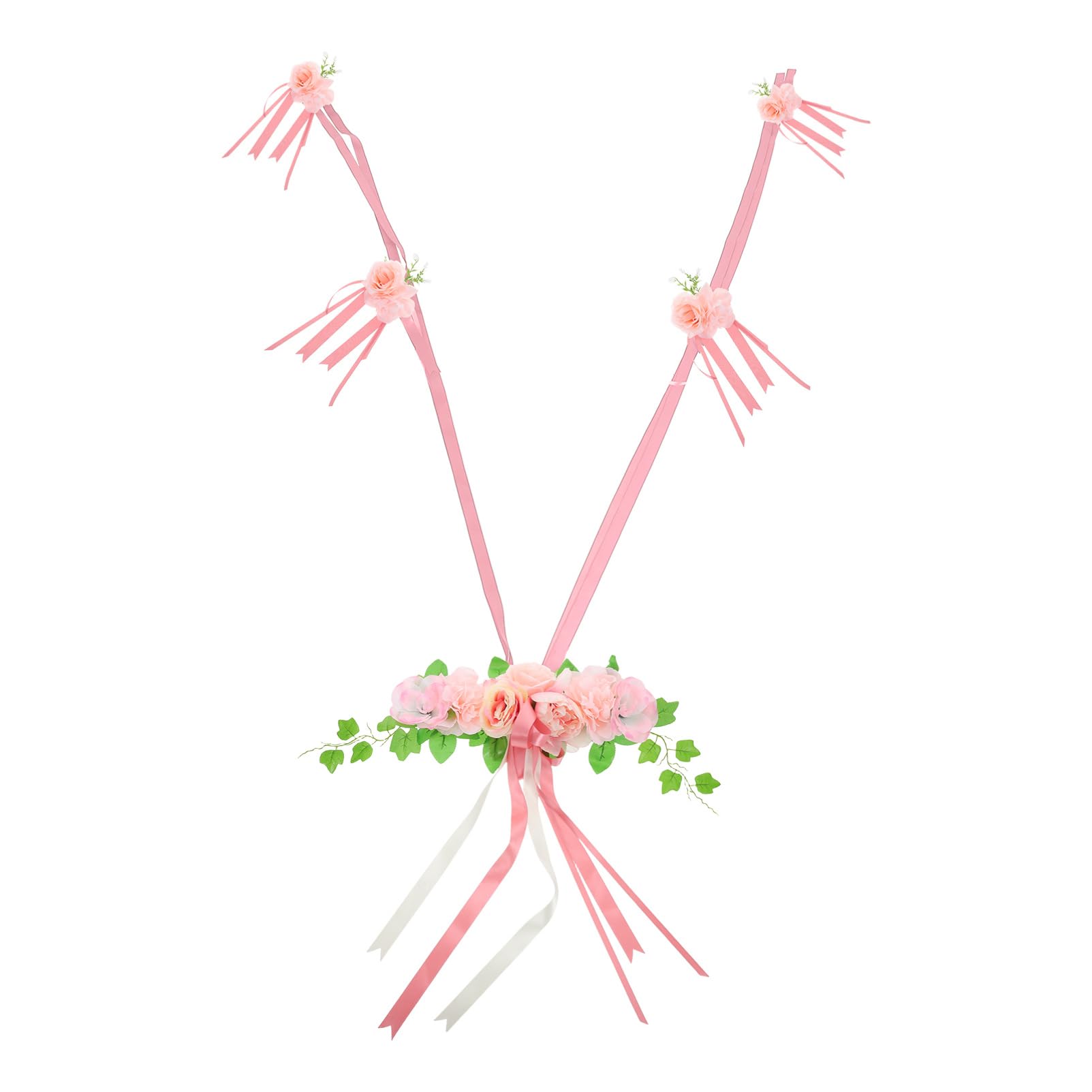ULTECHNOVO Elegante Autodekoration mit Rosenblüten und Schleife für Hochzeiten 2 Stück aus Seidenblumen Farbbeständig und Realistisch