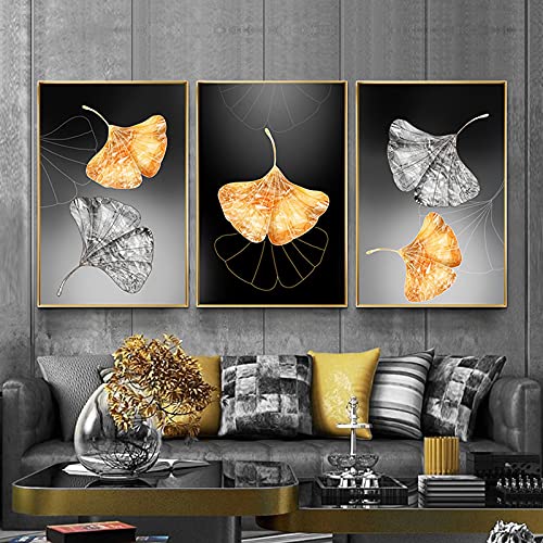 Impression photo feuille d'or pour habiller un grand mur vide de salon avec élégance