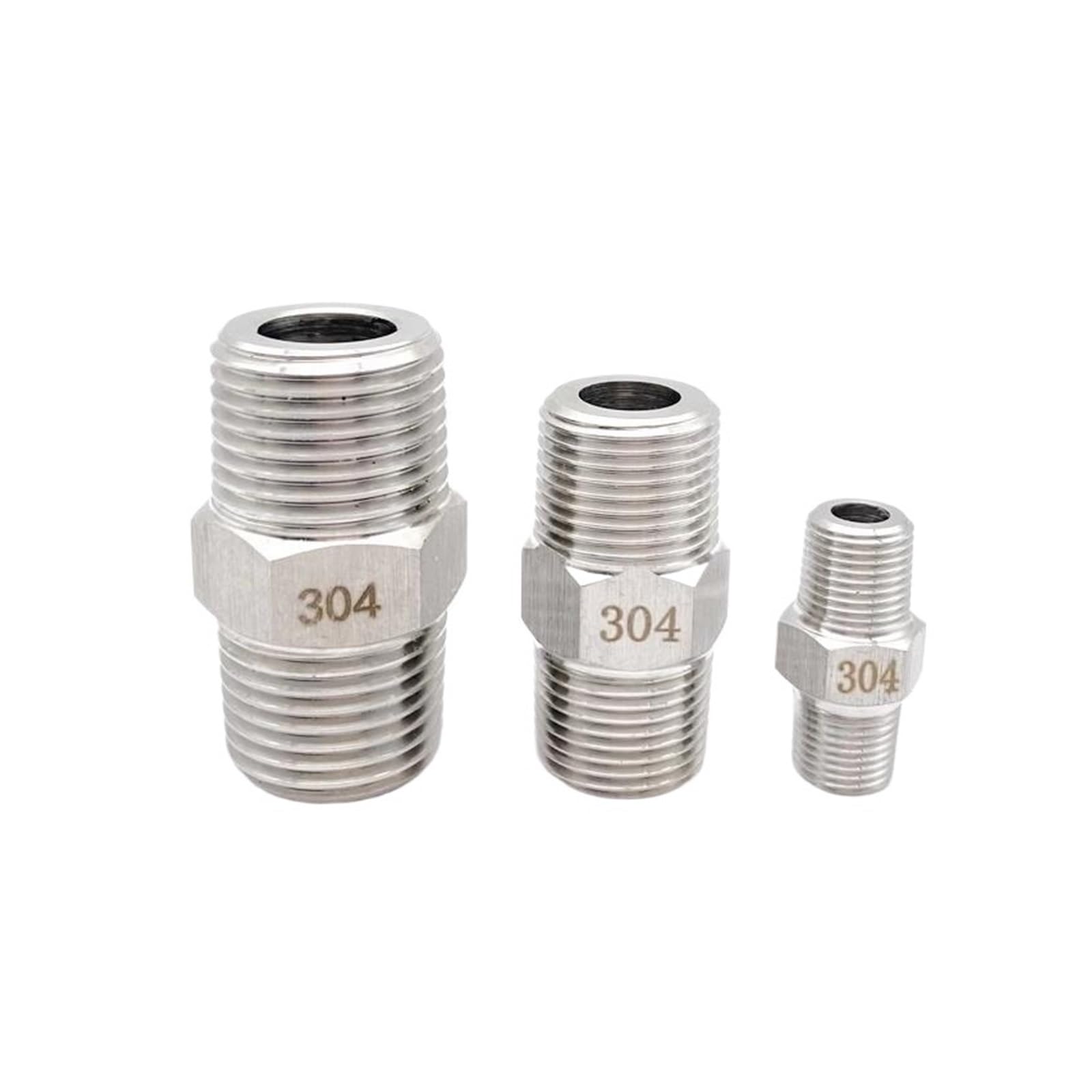 DeVow M5 M6 M8 M10 M12 M14 M16 M18 M20 M22 Metric Thread 304 Stainless Steel Hex Nipple High Pressure Pipe Fitting Coupler Reducer(M16x1.5-M12x1.5)