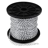 Yaocom 50 ft Galvanized Steel Hanging Jack Chain Silver Metal Link Chain Roll Spool for Light Fixture, Bird Feeders, Overhead Lights, Artworks, Flowerpots(1.3mm)